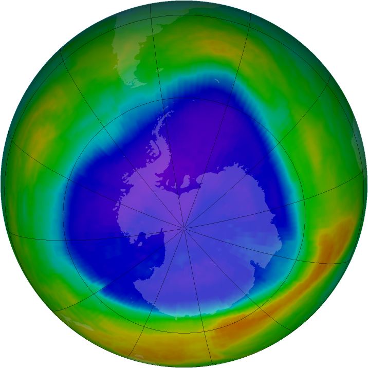 Antarctic ozone map for 14 September 2003